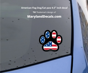 American Dog Paw car decal